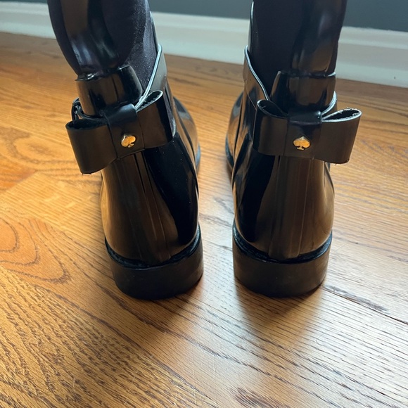 Kate Spade Rain Boots Black with bow - Picture 2 of 13